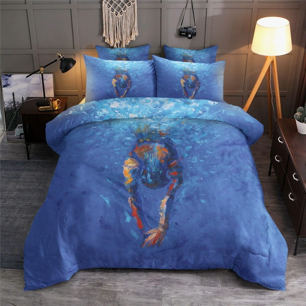 Swimming Artwork Bedding Set Duvet Cover Gift For Christmas Birthday Thanksgiving
