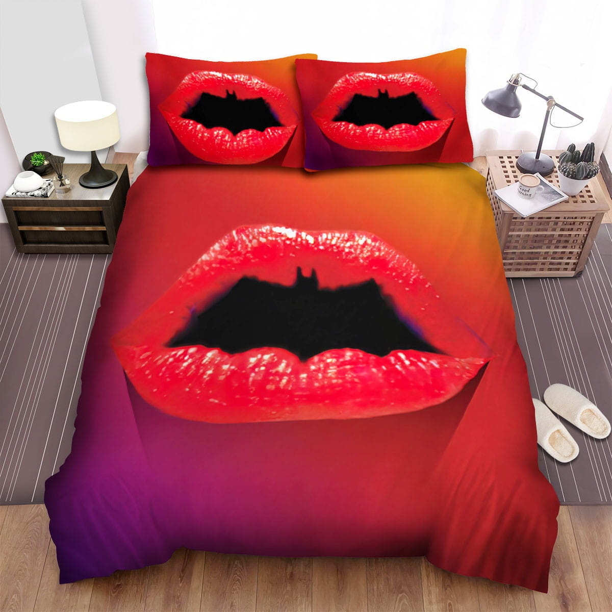 Symbols Of Hope Bat Lips Bedding Sets Duvet Cover Flatsheet Gift For Christmas Thanksgiving Halloween