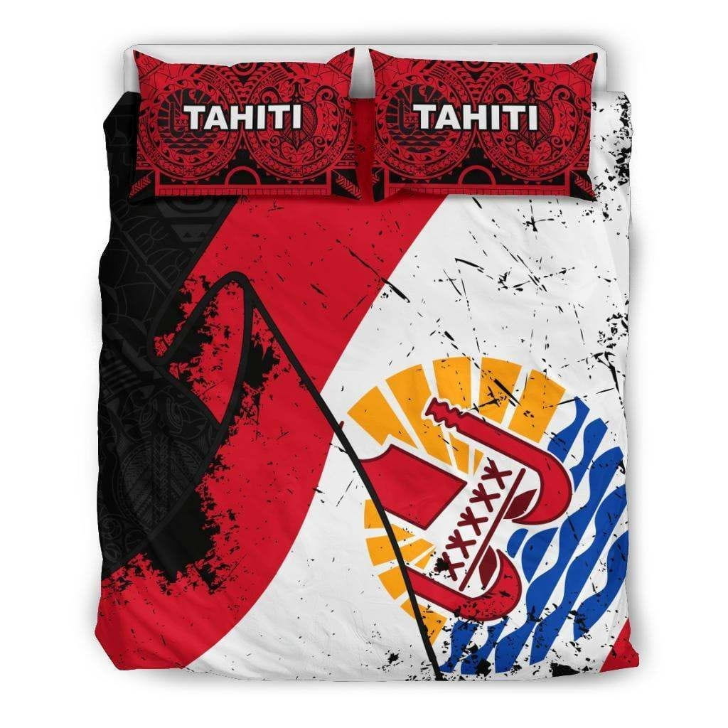 Tahiti Special Grunge Flag Bedding Set Duvet Cover Gift For Christmas Birthday Thanksgiving