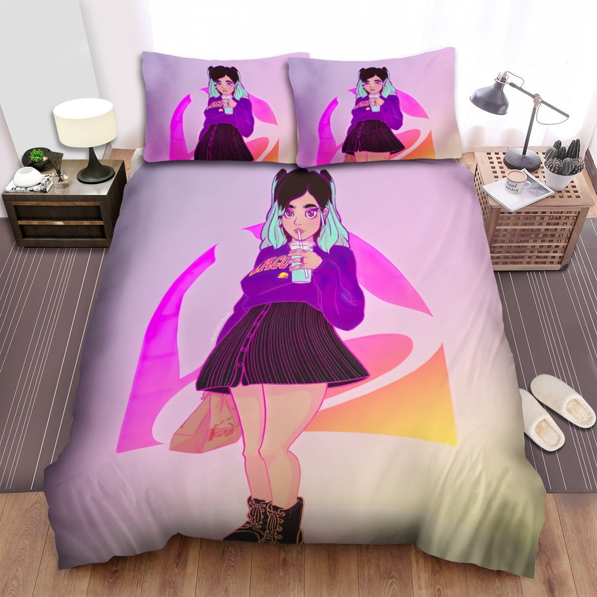 Taco Bell Girl Digital Art Bedding Sets Duvet Cover Flatsheet Pillowcases Perfect Gift For Fans