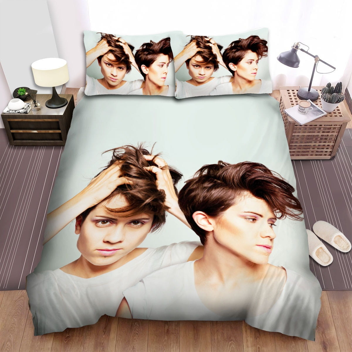 Tegan And Sara White Shirt Bedding Sets Duvet Cover Flatsheet Pillowcases For Every Bedroom
