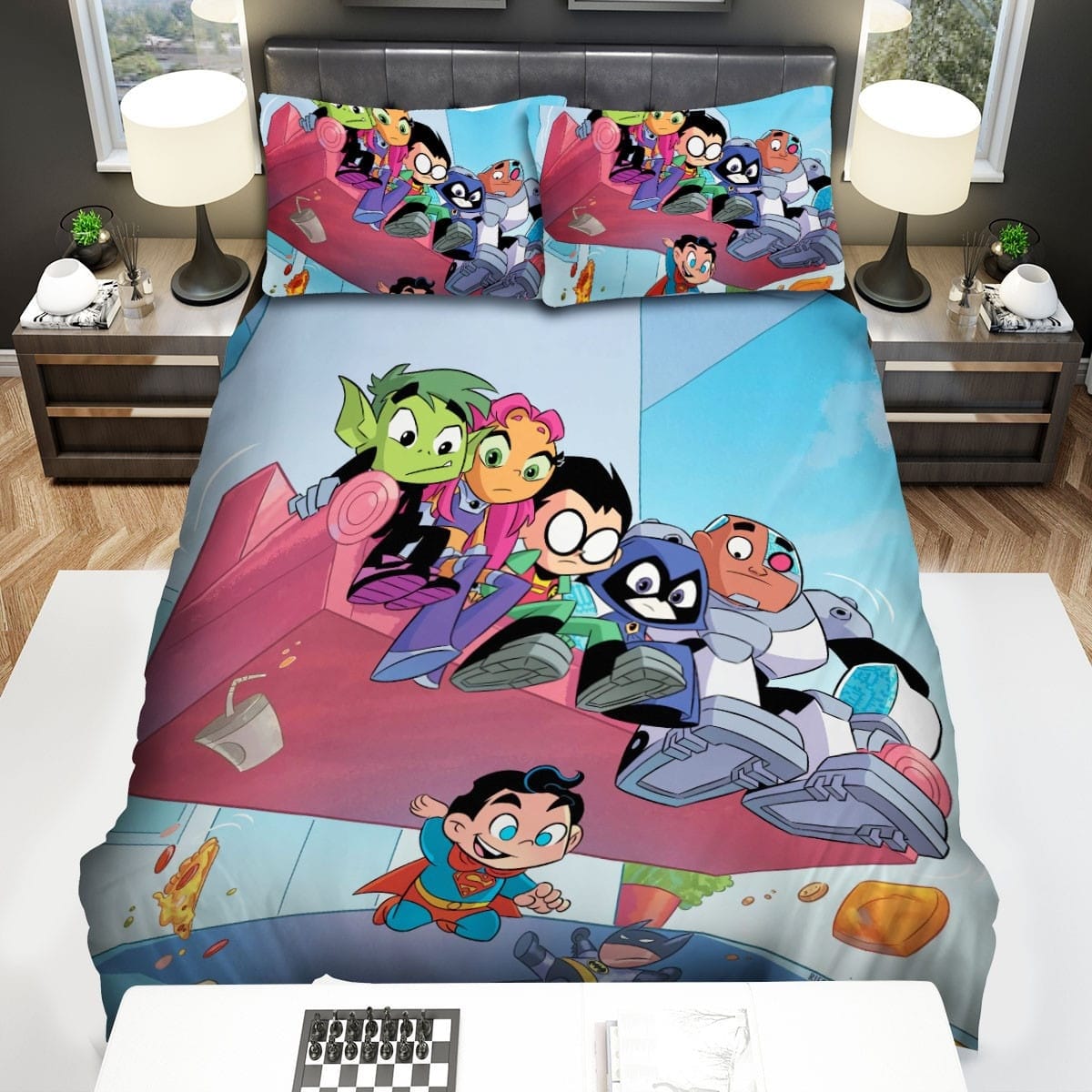 Teen Titans Go Flying Couch Bedding Sets Duvet Cover Flatsheet Pillowcases Perfect Gift For Fans