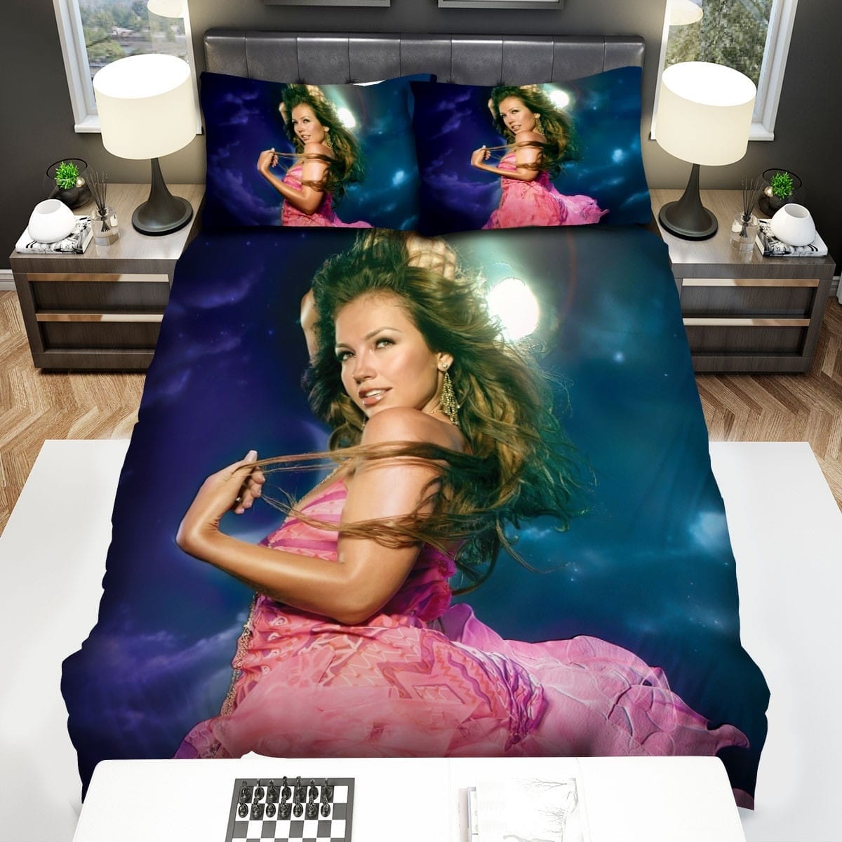 Thal-a Pink Dress And Moon Bedding Sets Duvet Cover Flatsheet Pillowcase