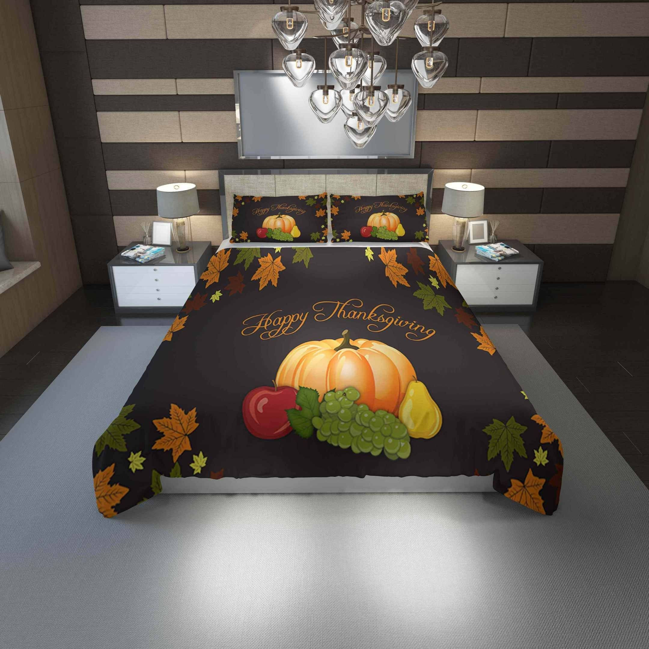 Thanksgiving Holiday Bedding Sets Duvet Cover Flatsheet Gift For Christmas Thanksgiving Halloween
