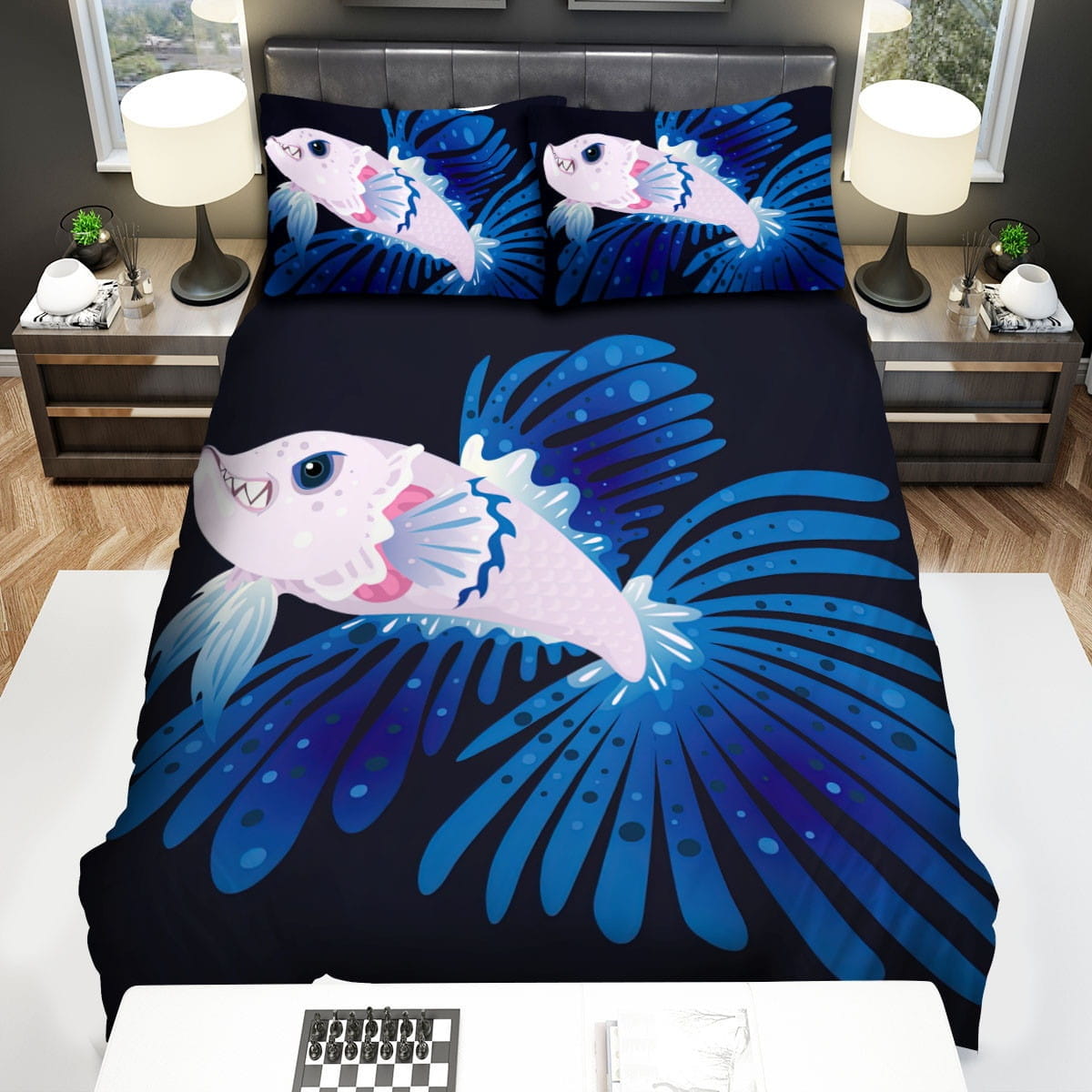 The Angry Betta Fish Decorative Bedding Sets with Duvet Cover Flatsheet Pillowcases
