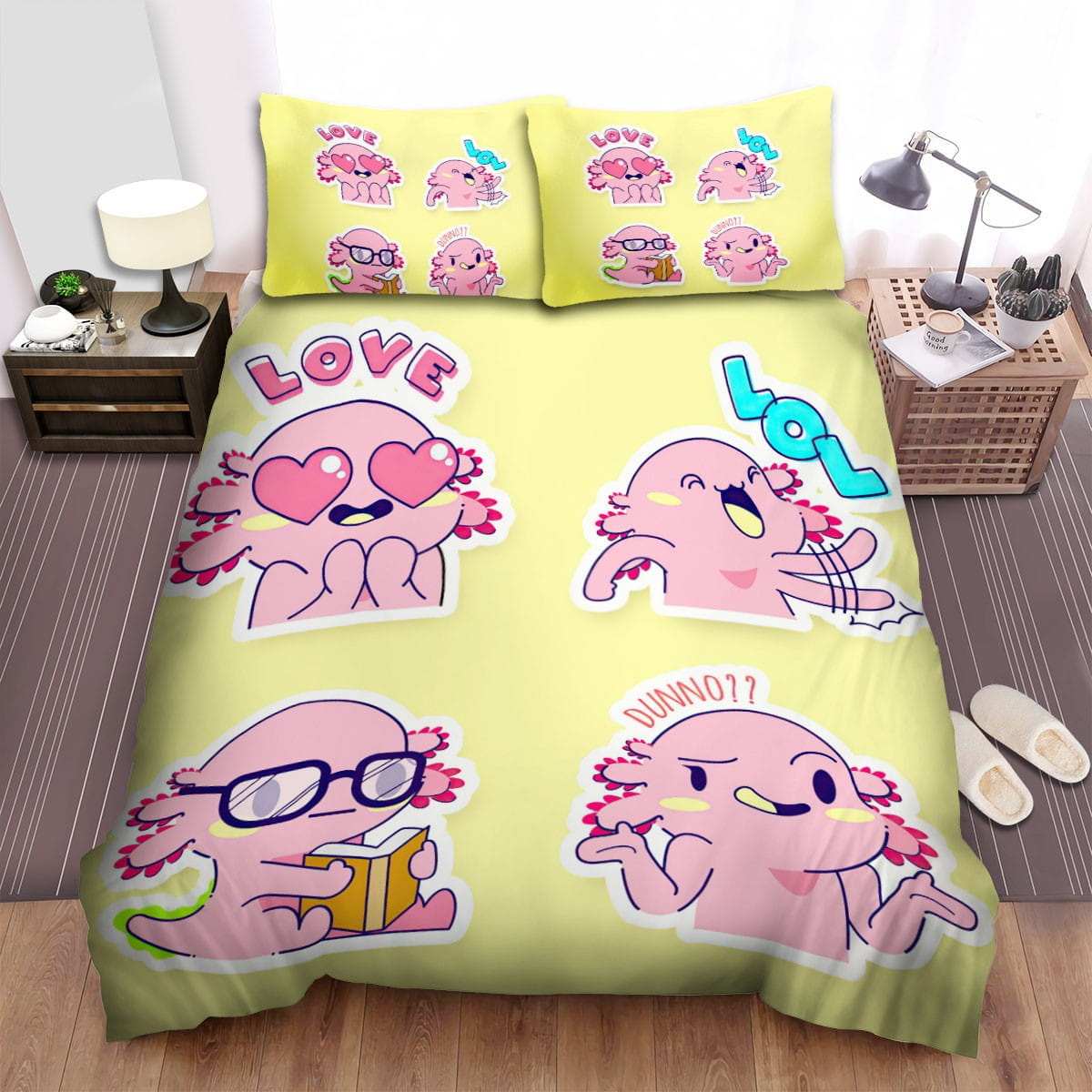 The Axolotl Laughing Art Bedding Sets Duvet Cover Flatsheet Gift For Wife Husband Besties