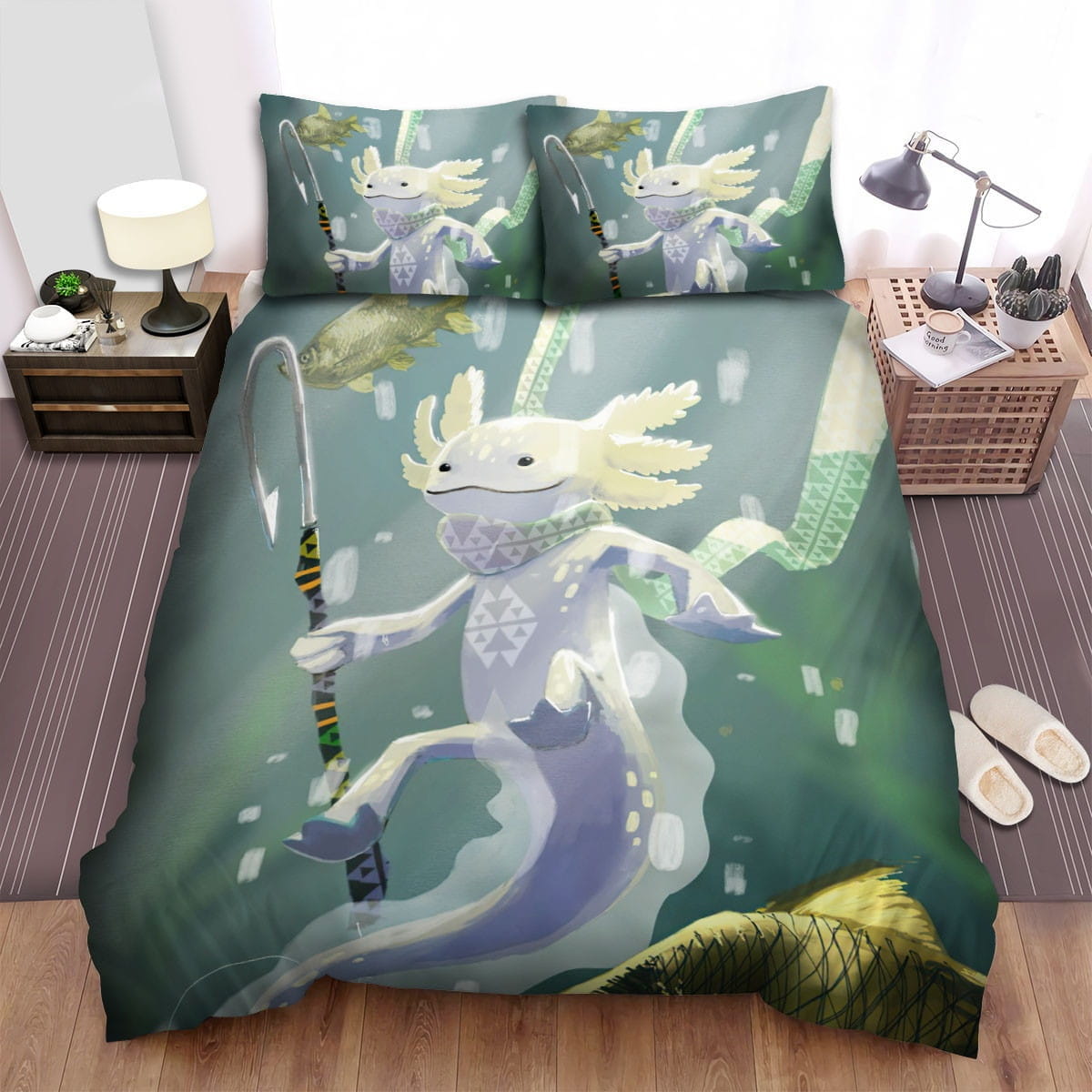 The Axolotl Fisher Art Bedding Set Duvet Cover Gift For Christmas Birthday Thanksgiving