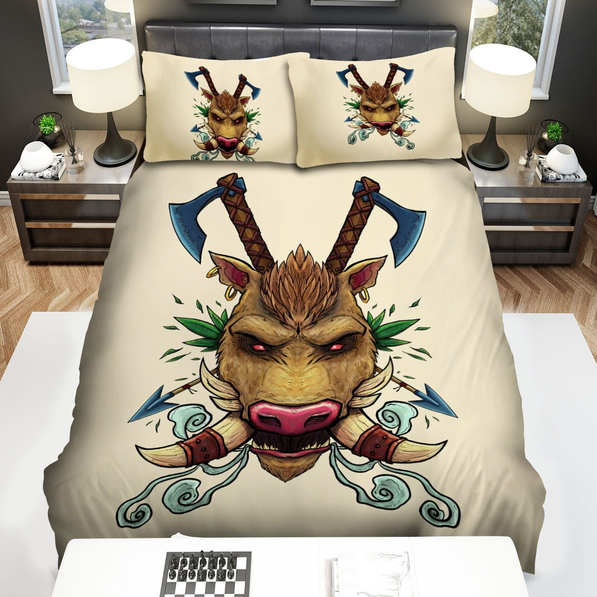 The Boar Weapons Symbol Bedding Set Duvet Cover Gift For Christmas Birthday Thanksgiving