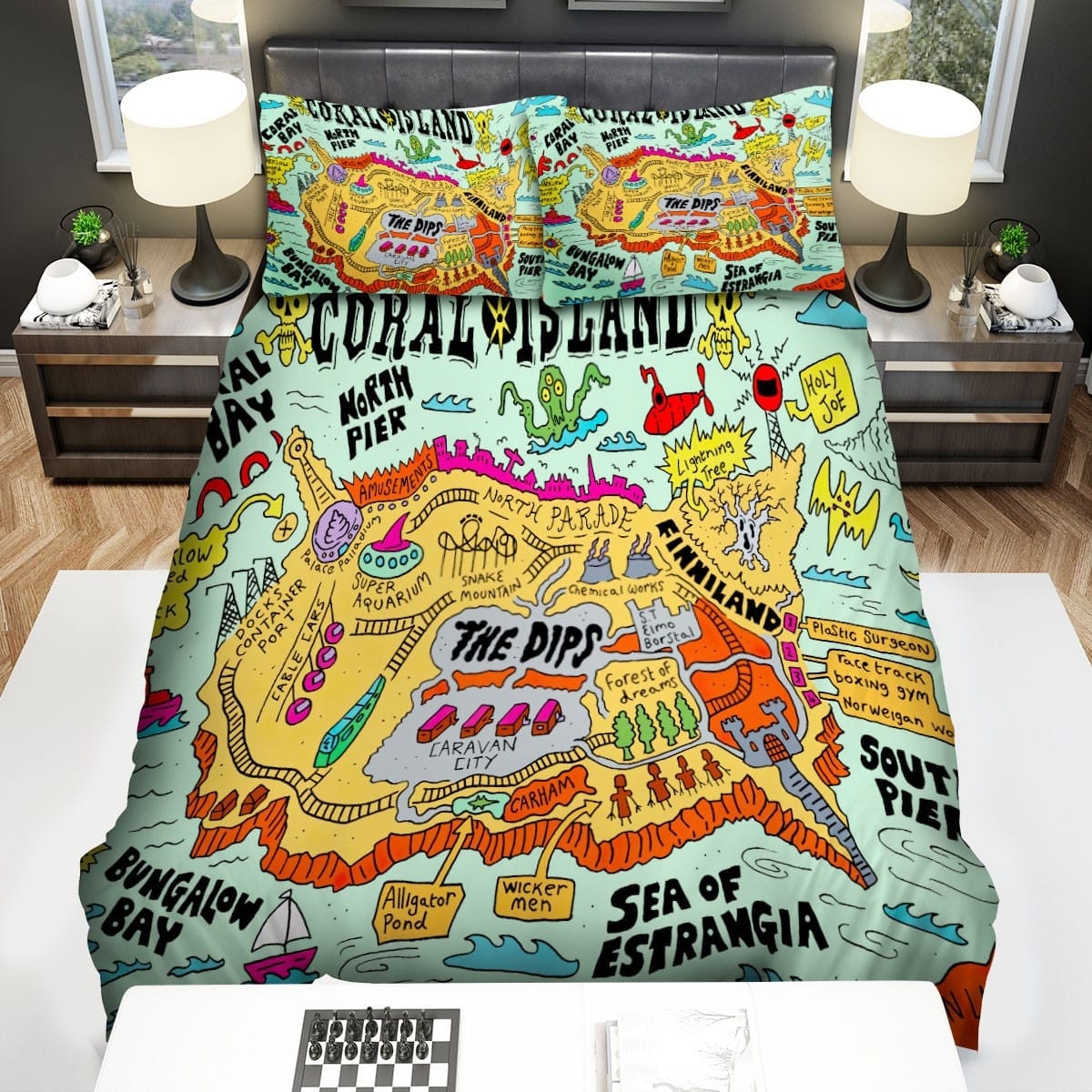 The Coral Coral Island Map Bedding Sets Duvet Cover Flatsheet Gift For Christmas Thanksgiving Halloween