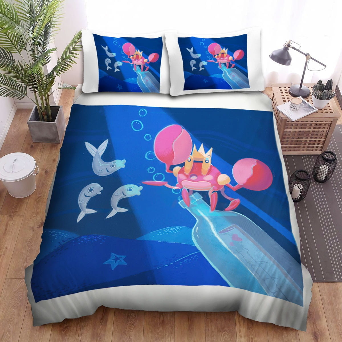 The Crab King Art Decorative Bedding Sets with Duvet Cover Flatsheet Pillowcases