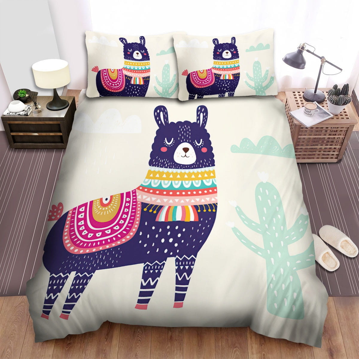 The Dark Llama Standing Art Decorative Bedding Sets with Duvet Cover Flatsheet Pillowcases