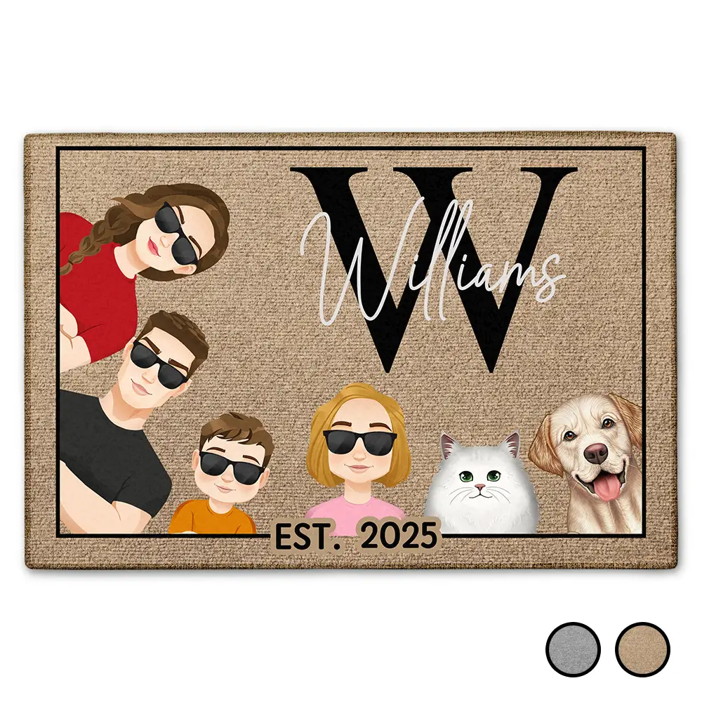 Monogram Flat Art Family Doormat