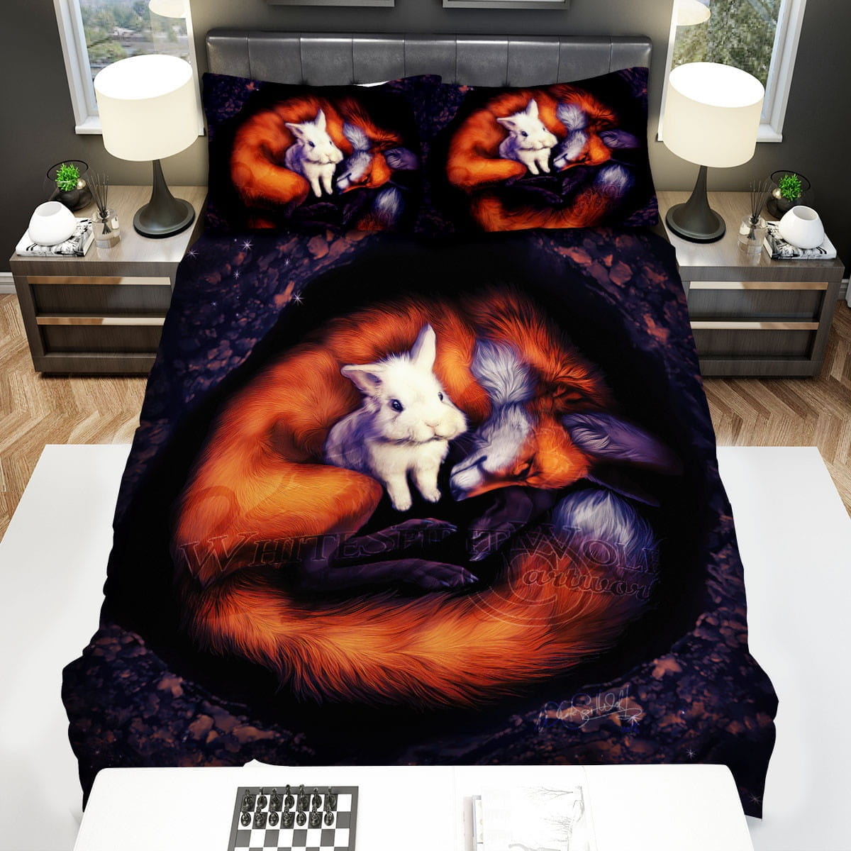 The Fox And The White Bunny Bedding Sets Duvet Cover Flatsheet Gift For Wife Husband Besties