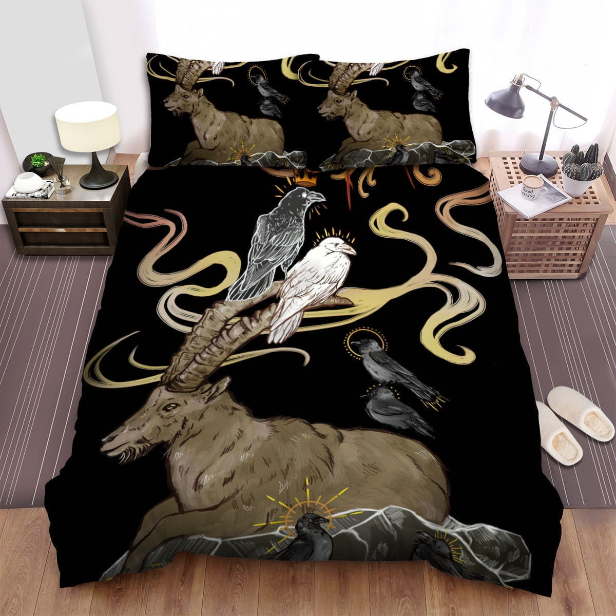 The Goat And The Crows Bedding Sets Duvet Cover Flatsheet Pillowcases Perfect Gift For Fans