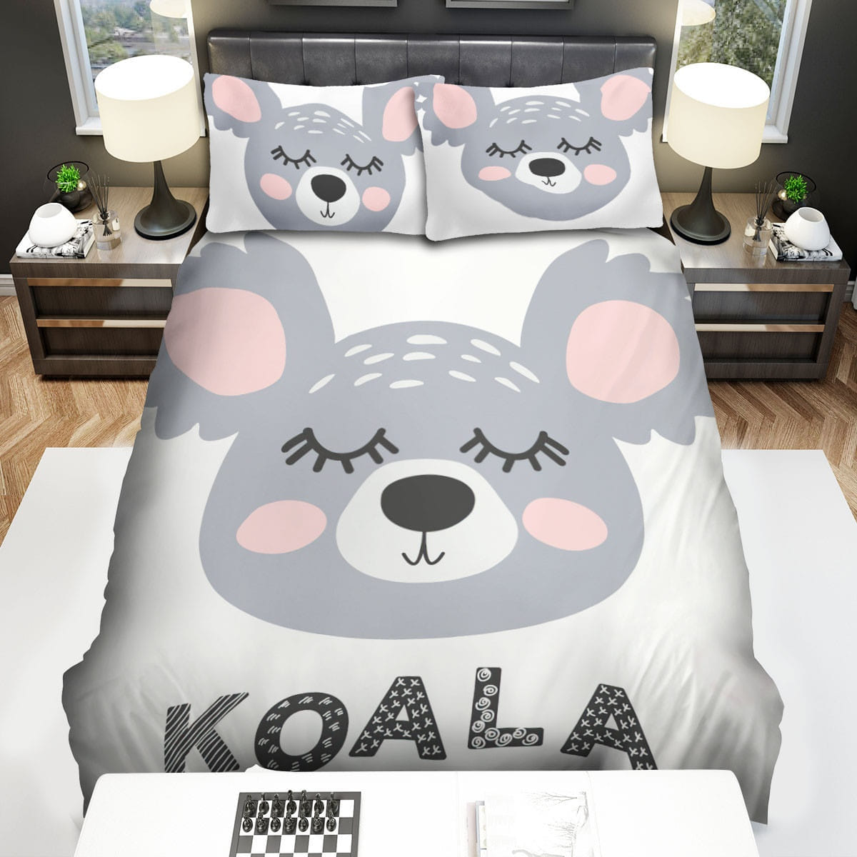 The Koala Face Vector Decorative Bedding Sets with Duvet Cover Flatsheet Pillowcases