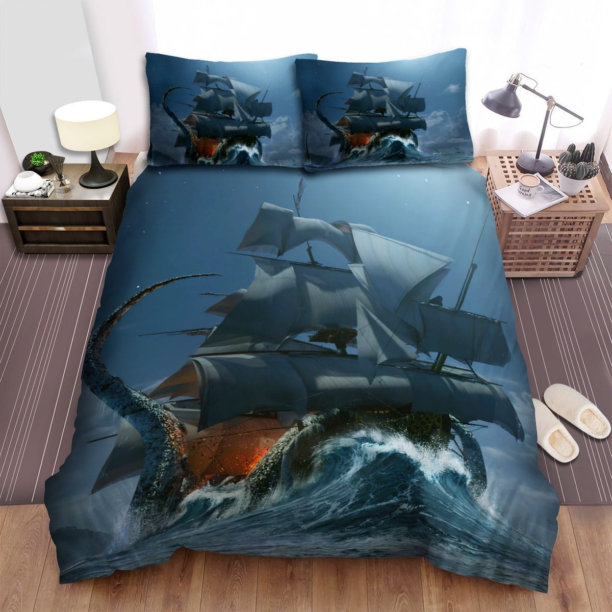 The Kraken Storming A Ship Bedding Sets Duvet Cover Flatsheet Pillowcase