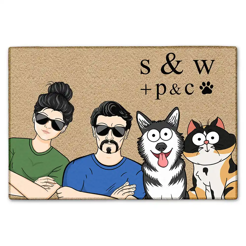 Monogram With Pet Paw Dog Cat Lovers Doormat