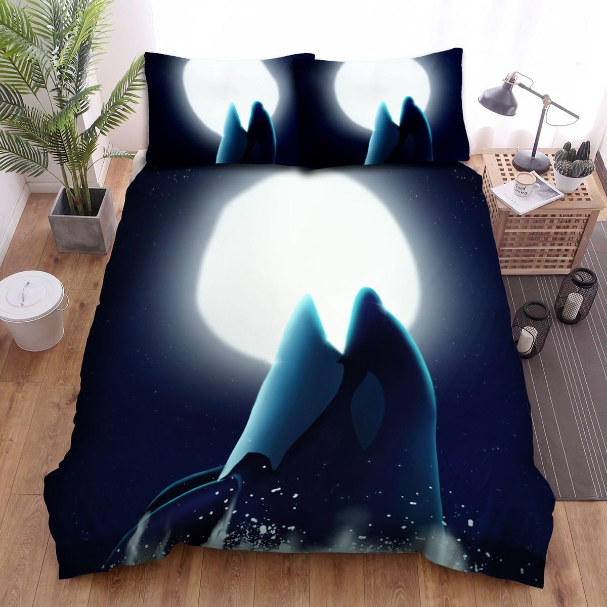 The Orca Biting The Moon Bedding Set Duvet Cover Gift For Christmas Birthday Thanksgiving