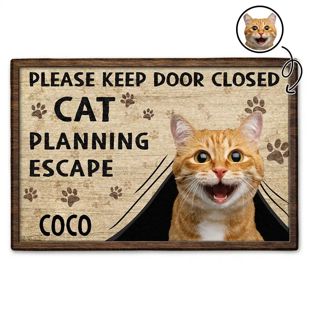Custom Photo Cats Planning Escape Doormat