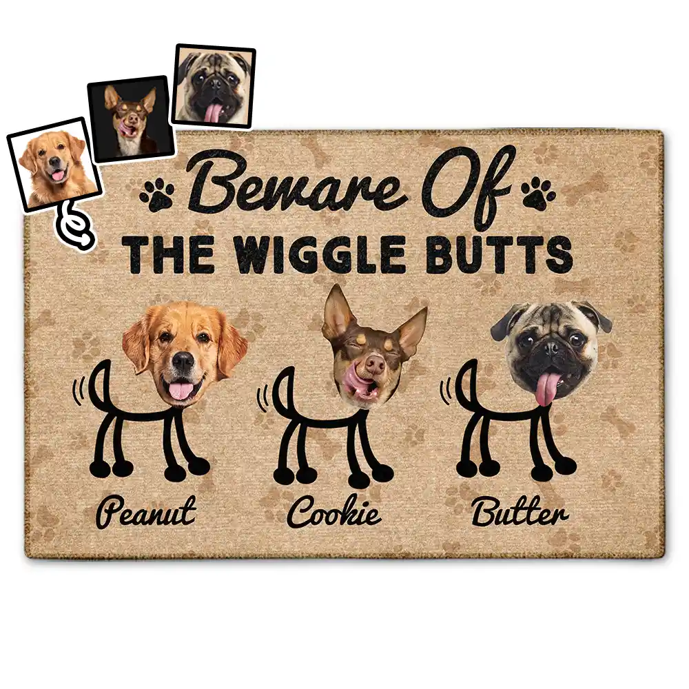 Custom Photo Beware Of The Wiggle Butts Doormat