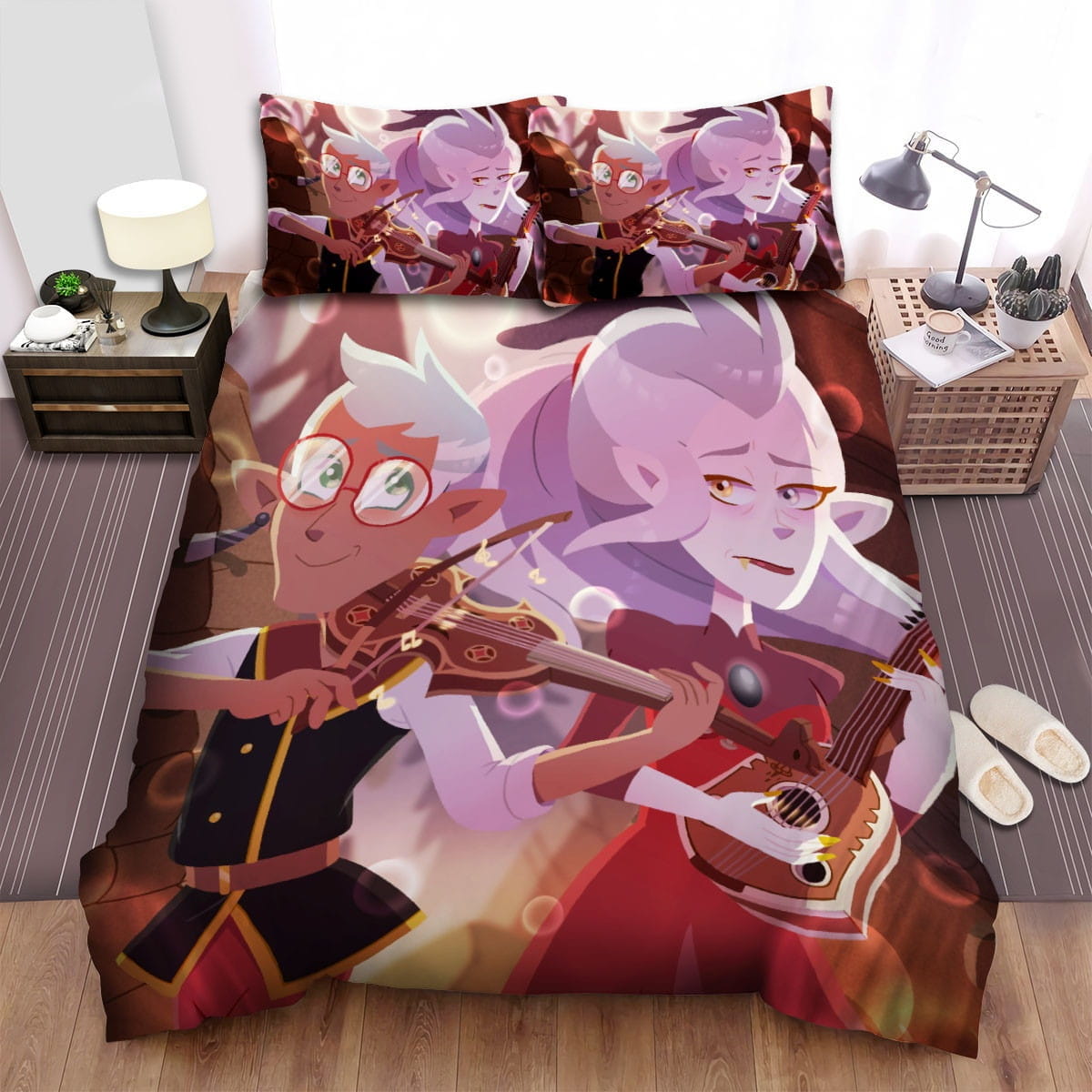 The Owl House Playing Music Decorative Bedding Sets with Duvet Cover Flatsheet Pillowcases
