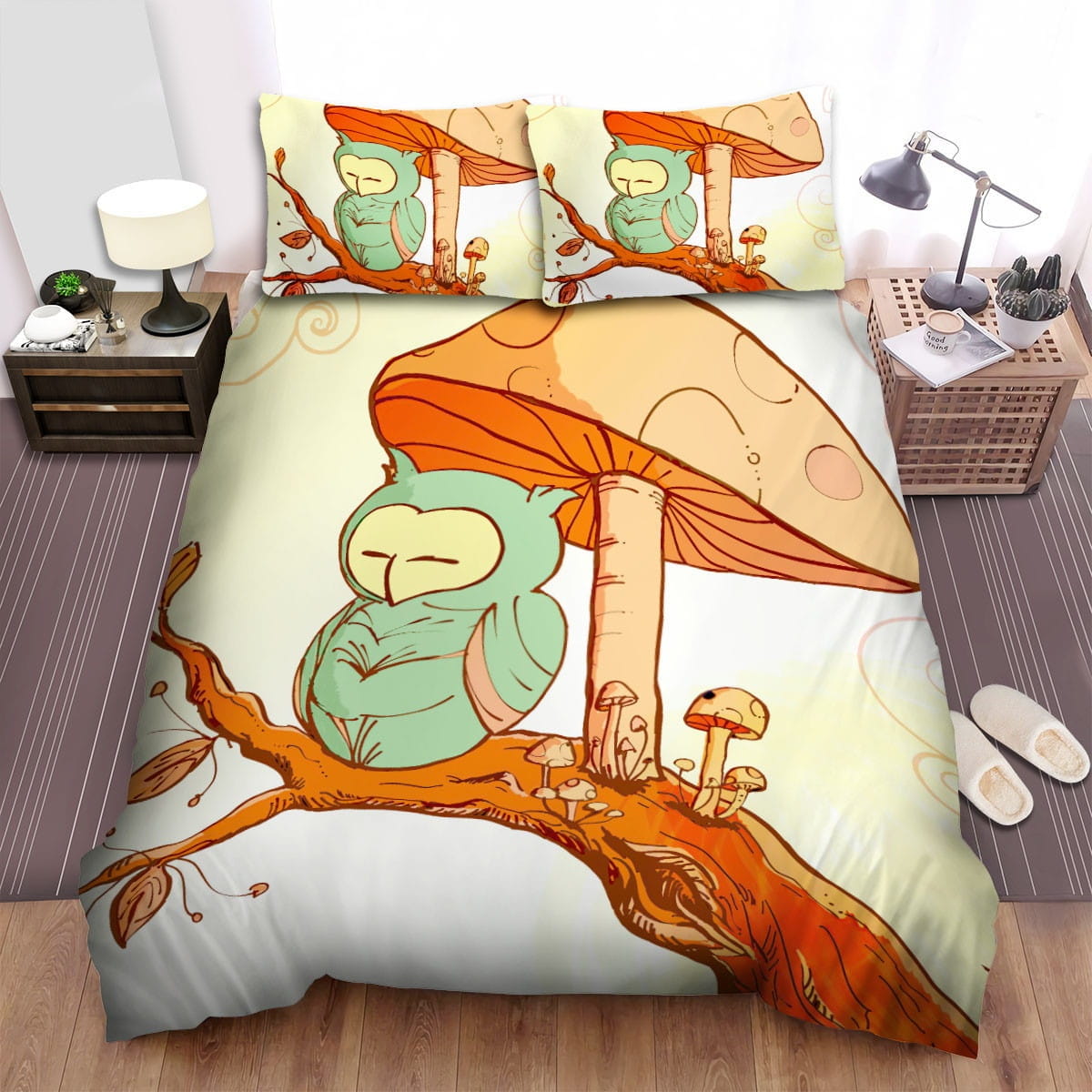 The Owl Under The Mushroom Bedding Sets Duvet Cover Flatsheet Gift For Christmas Thanksgiving Halloween