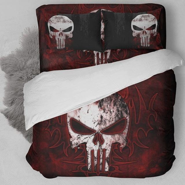 The Punisher Cool Skull 3D Bedding Sets Duvet Cover Flatsheet Gift For Wife Husband Besties