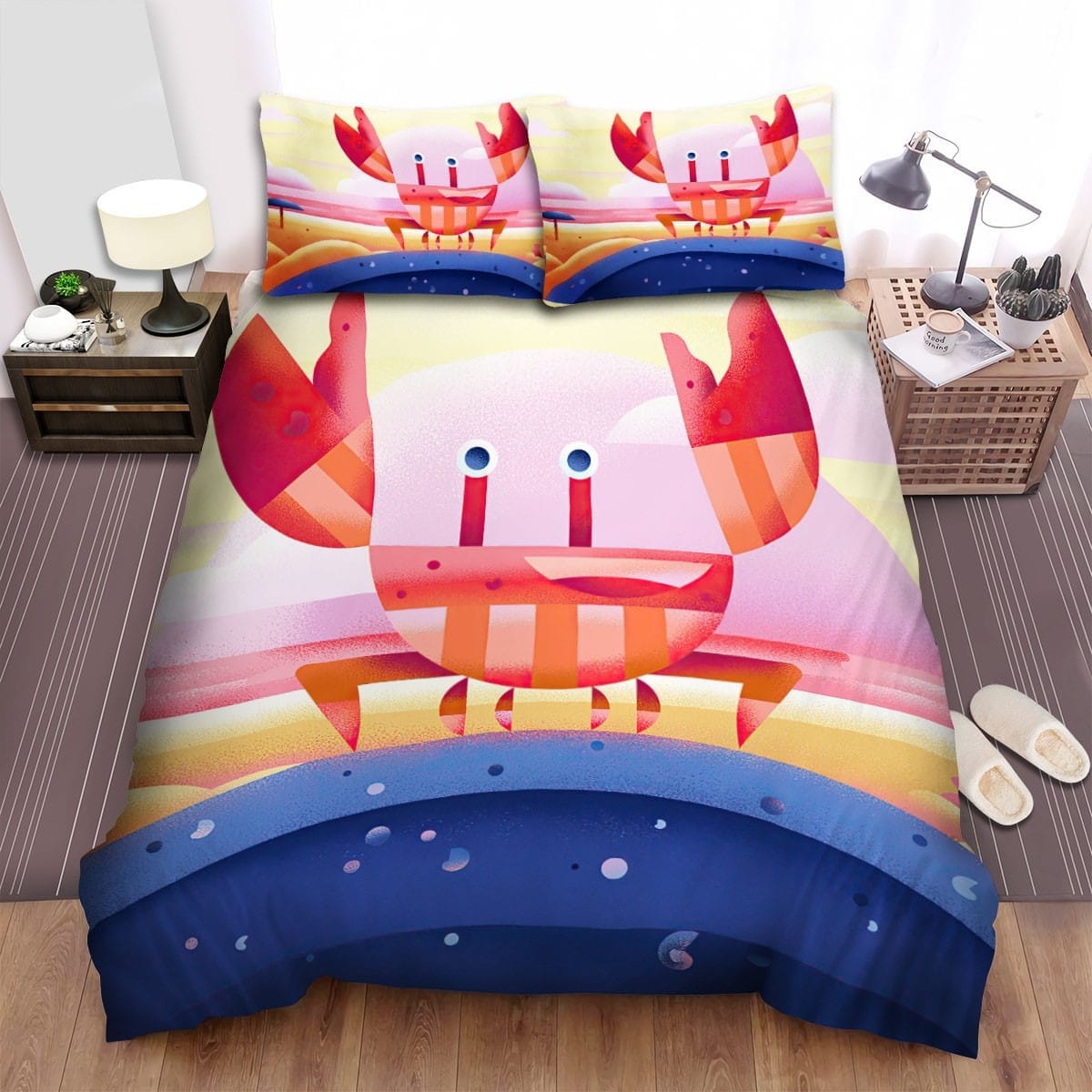 The Red Crab Yelling Art Bedding Set Duvet Cover Gift For Christmas Birthday Thanksgiving
