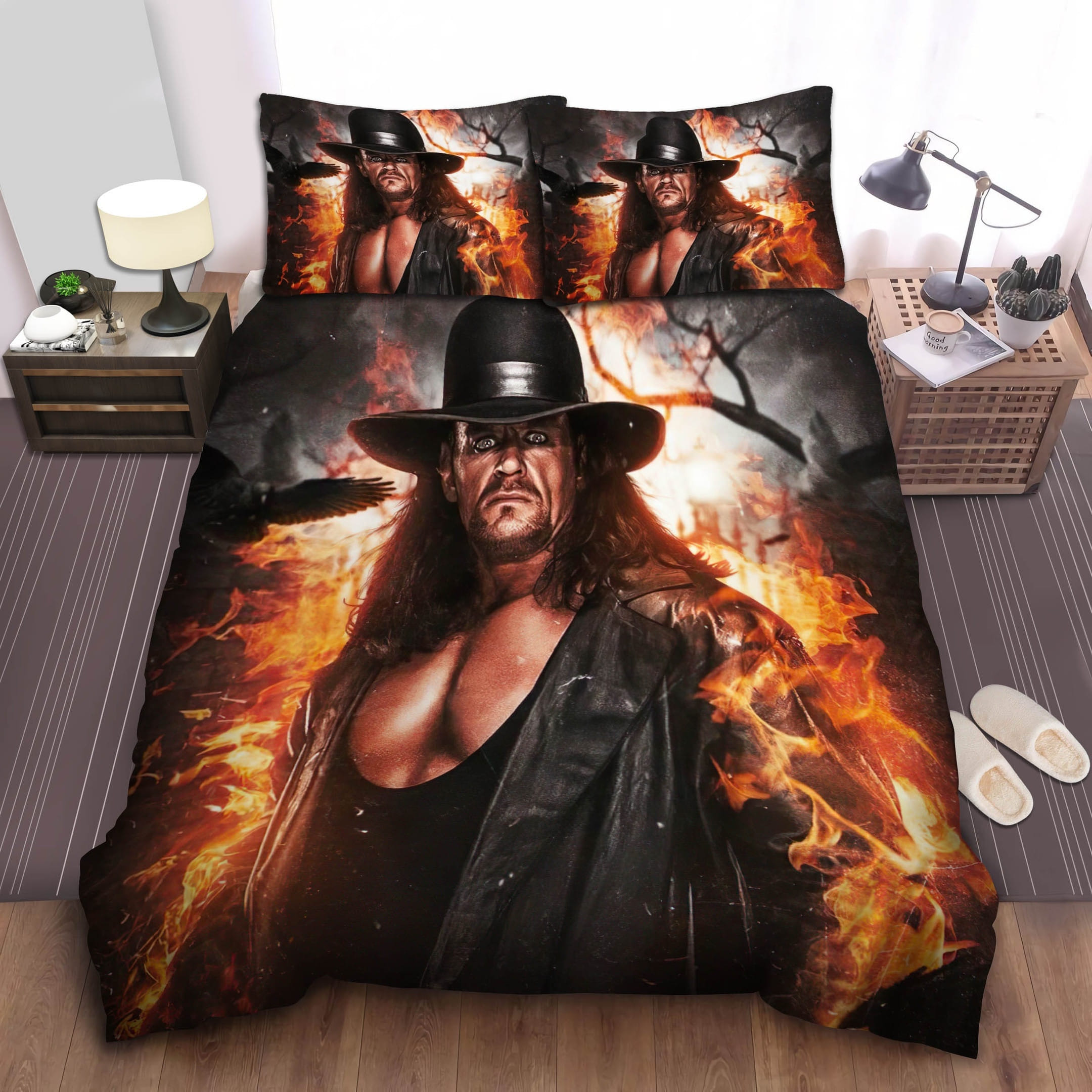 The Undertanker On Fire Bedding Set Duvet Cover Gift For Christmas Birthday Thanksgiving