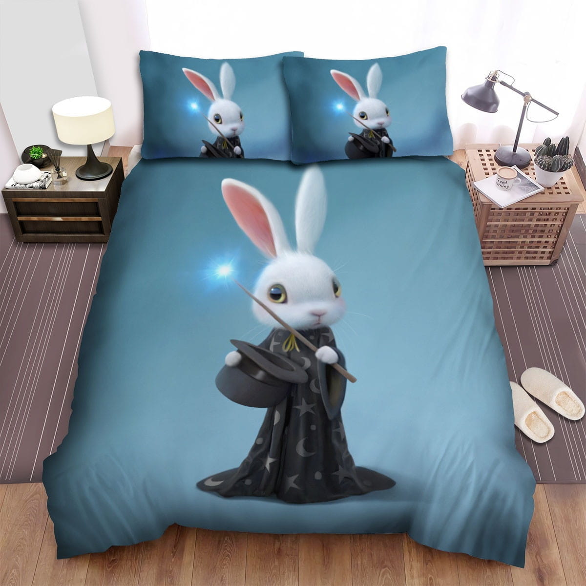 The White Bunny Magician Bedding Sets Duvet Cover Flatsheet Gift For Wife Husband Besties