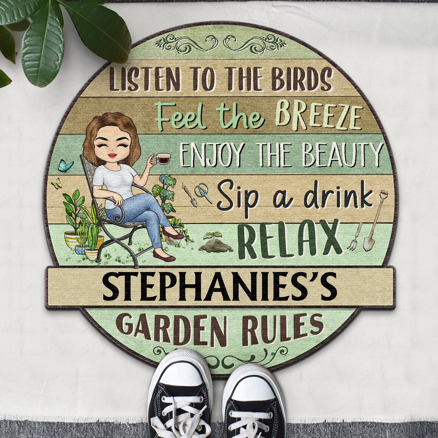 Listen To The Birds Feel The Breeze Gardening Gift For Garden Lovers Custom Shaped Doormat