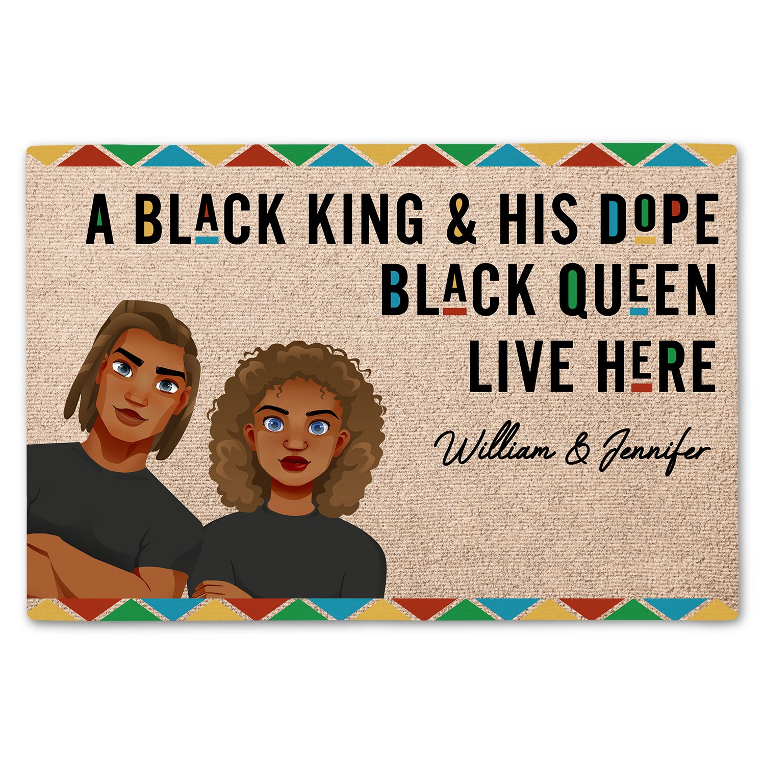 Dope Black King & Dope Black Queen Gift For Couples Doormat