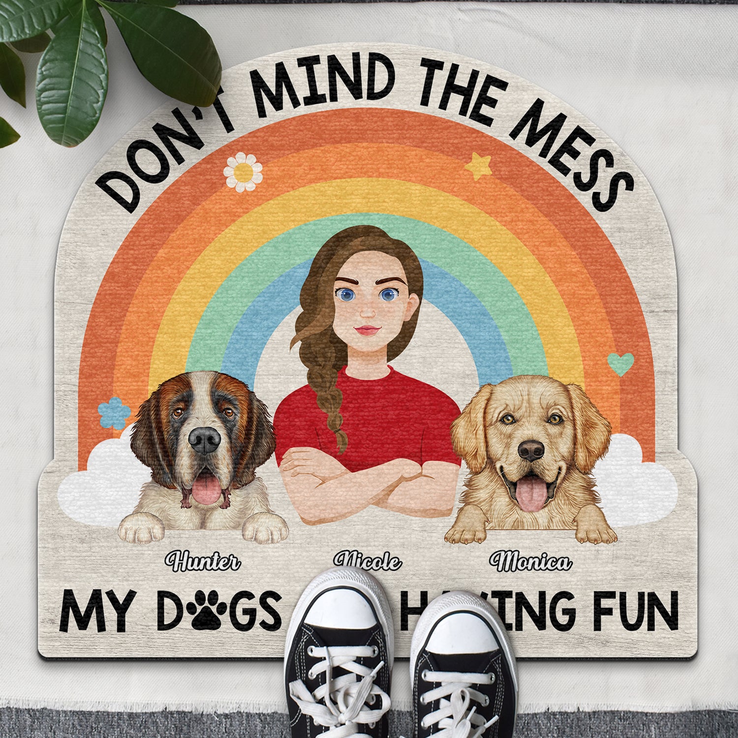 Don'T Mind The Mess Gift For Dog Mom, Dog Dad, Dog Lovers Custom Shaped Doormat