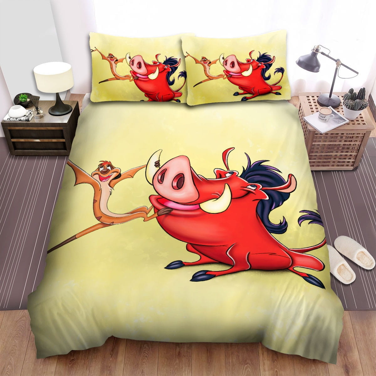 Timon And Pumbaa Happy Time Bedding Sets Duvet Cover Flatsheet Gift For Christmas Thanksgiving Halloween