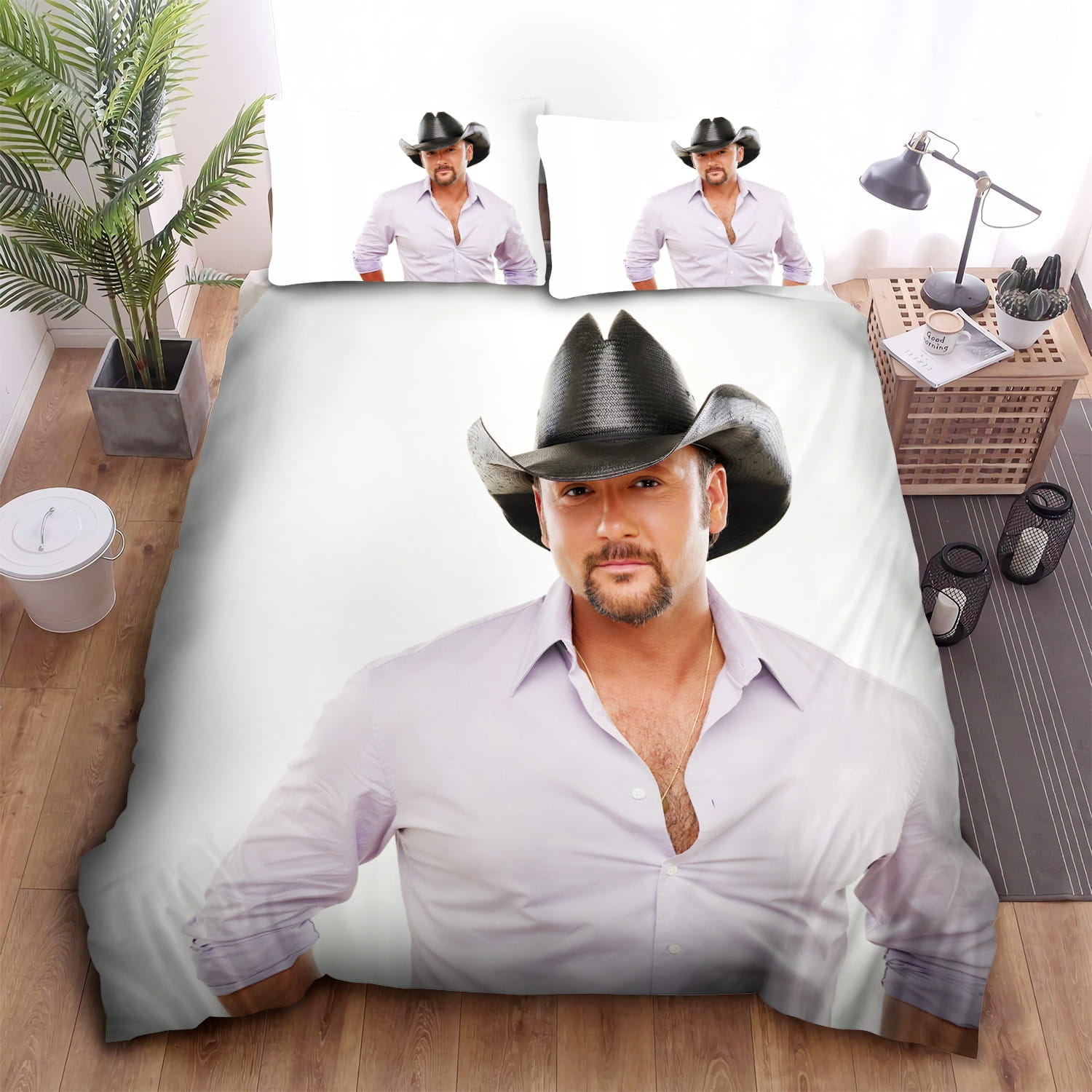 Tim Mcgraw White Shirt Bedding Sets Duvet Cover Flatsheet Gift For Christmas Thanksgiving Halloween