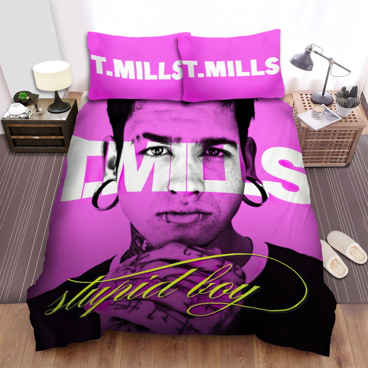 T Mills Stupid Boy Bedding Set Duvet Cover Gift For Christmas Birthday Thanksgiving