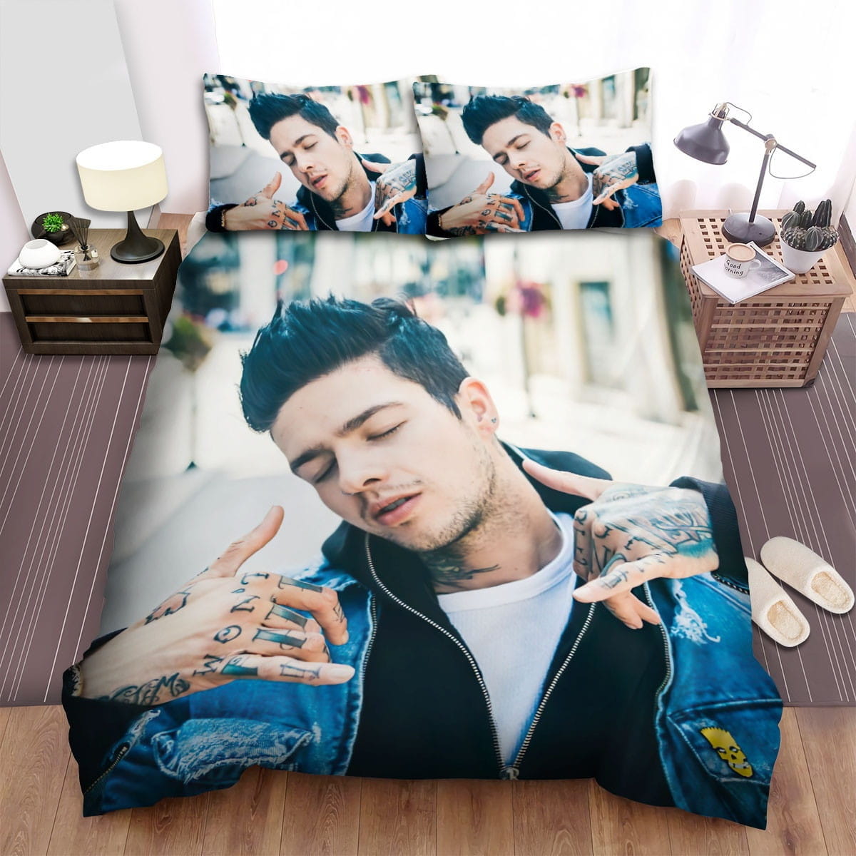 T Mills Close His Eyes Decorative Bedding Sets with Duvet Cover Flatsheet Pillowcases