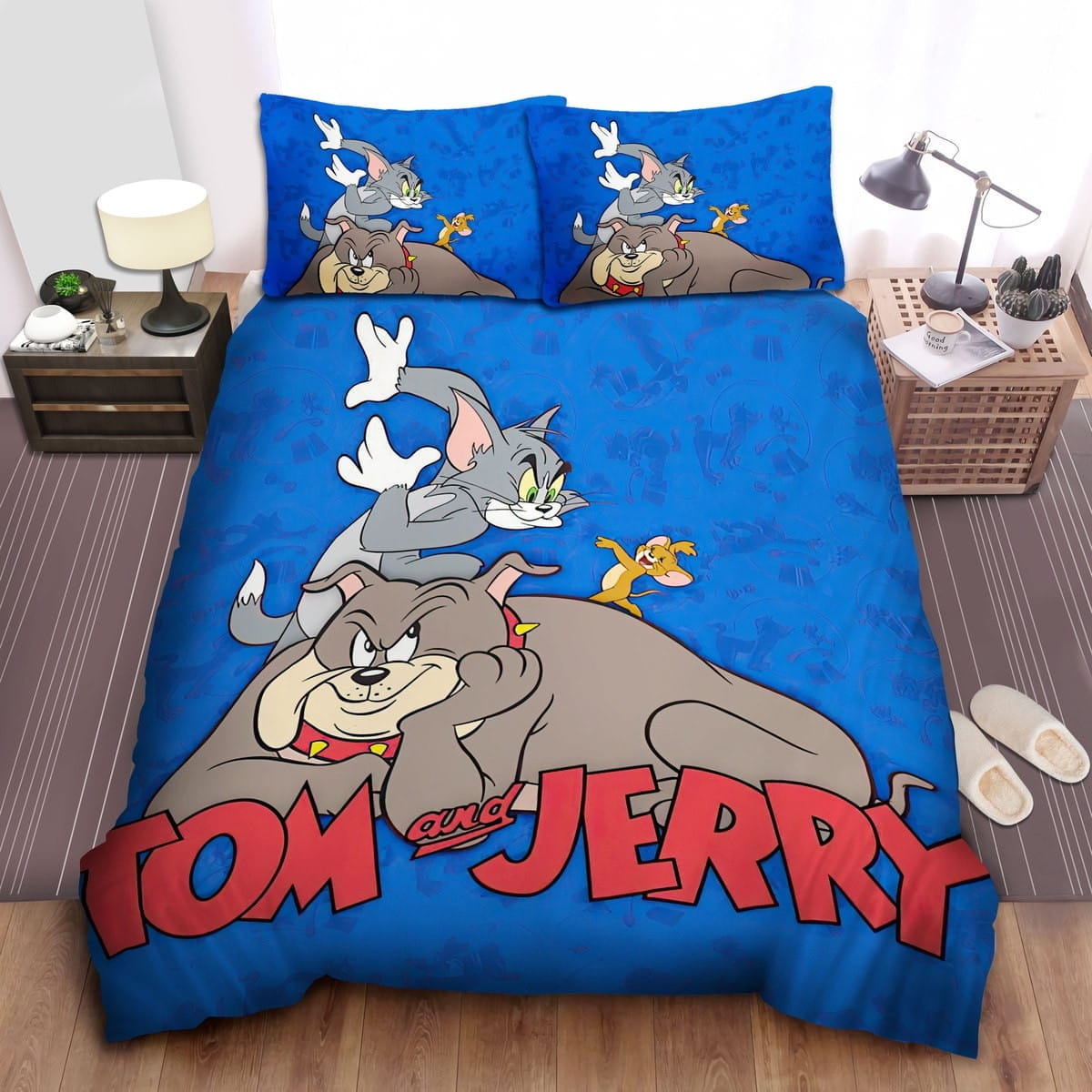 Tom And Jerry And Spike Bedding Sets Duvet Cover Flatsheet Gift For Christmas Thanksgiving Halloween