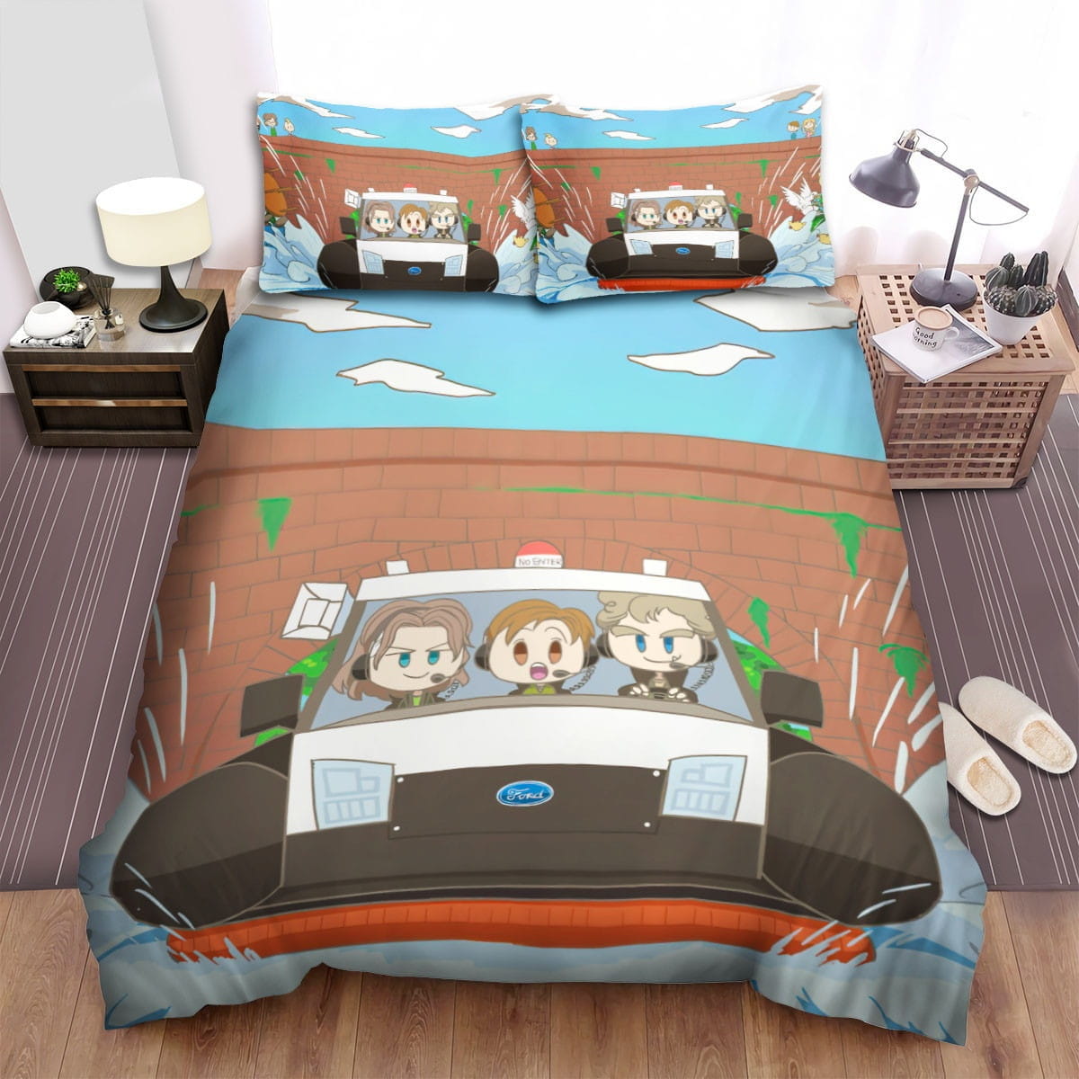 Top Gear Cartoon Bedding Sets Duvet Cover Flatsheet Gift For Wife Husband Besties