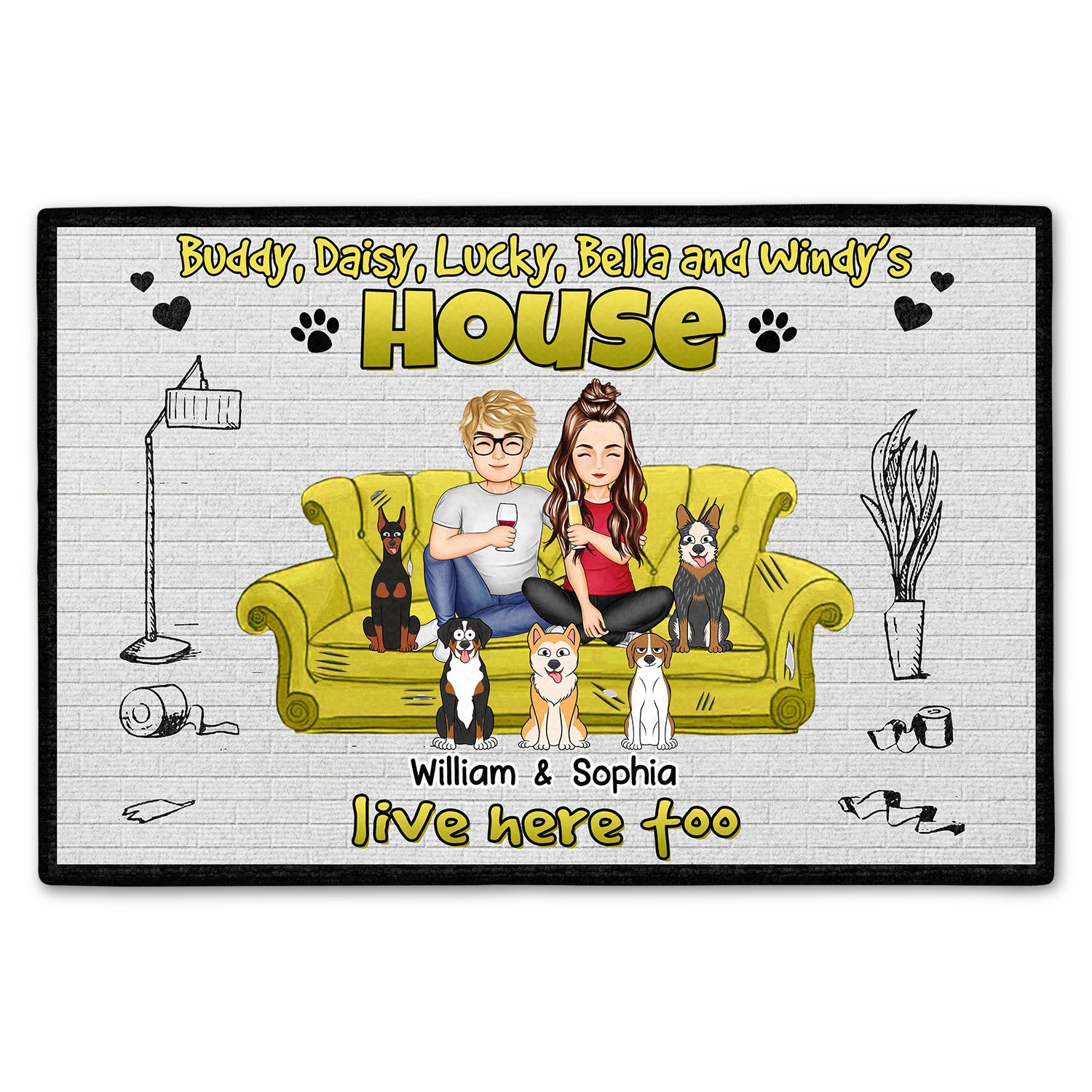 Live Here Too Gift For Pet Lovers Doormat