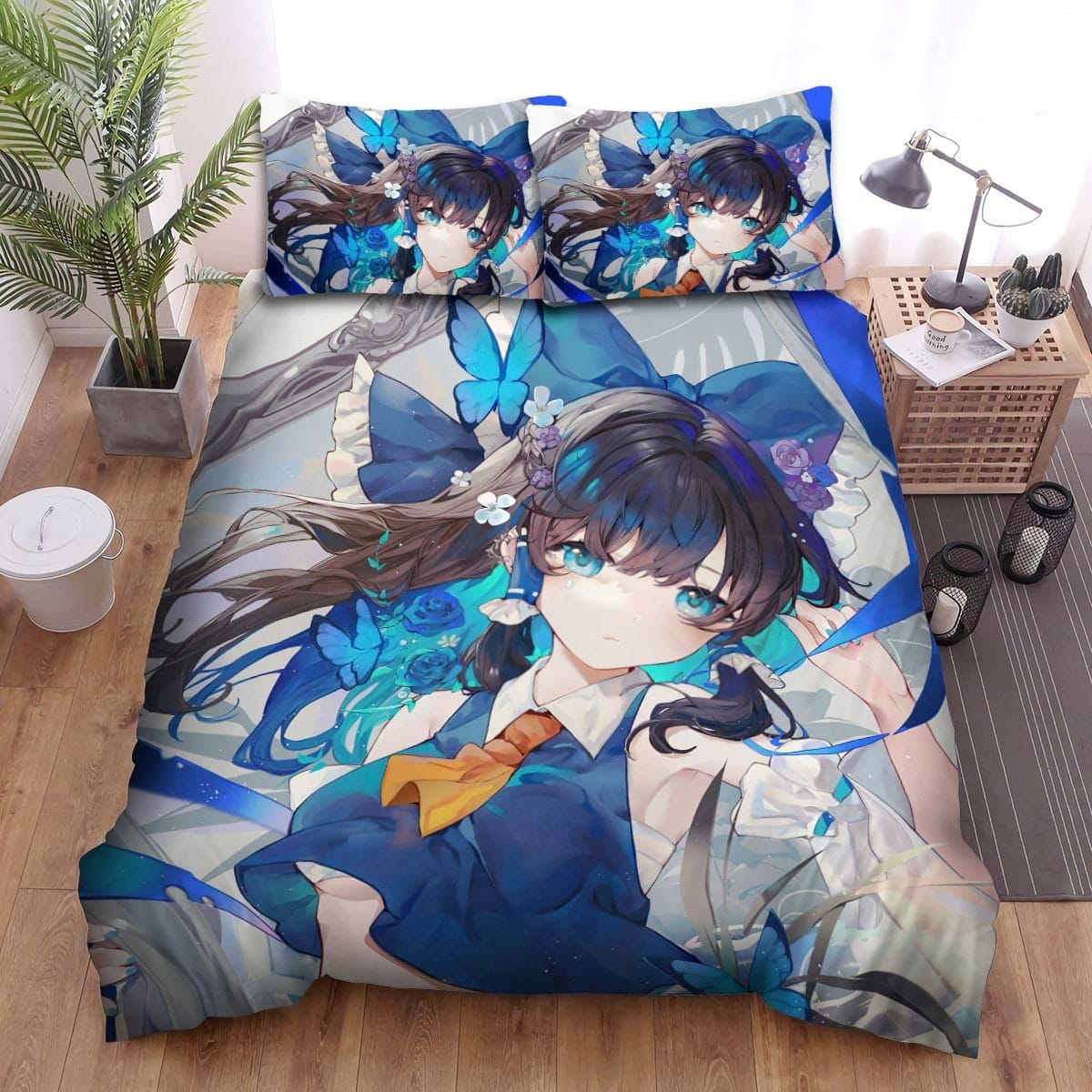 Touhou Blue Reimu Bedding Sets Duvet Cover Flatsheet Gift For Christmas Thanksgiving Halloween