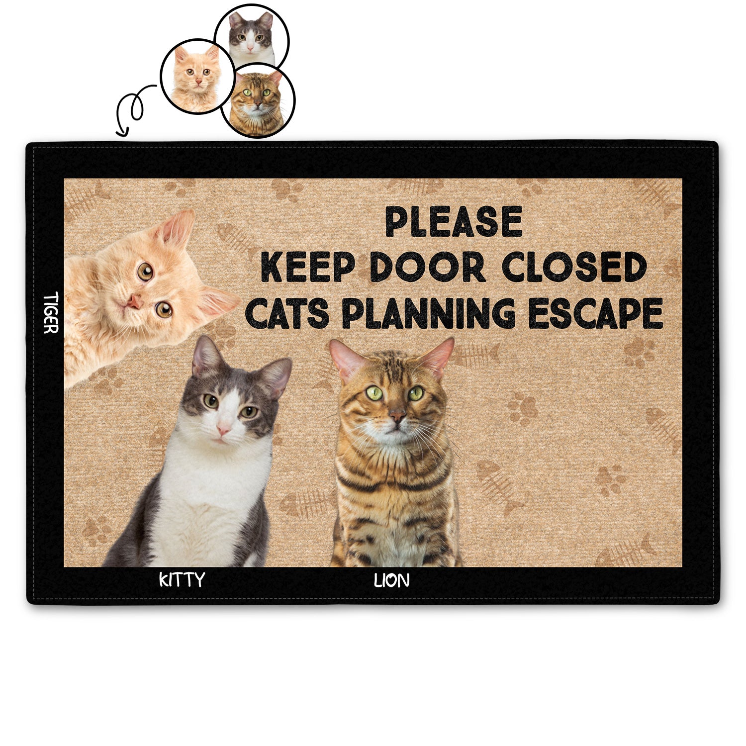 Custom Photo Cats Dogs Planning Escape Gift For Pet Lovers Doormat