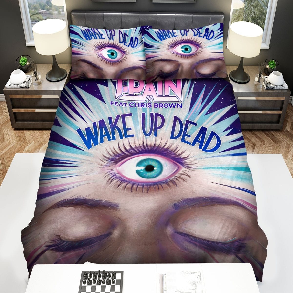 T-Pain Wake Up Dead Bedding Sets Duvet Cover Flatsheet Pillowcases Perfect Gift For Fans
