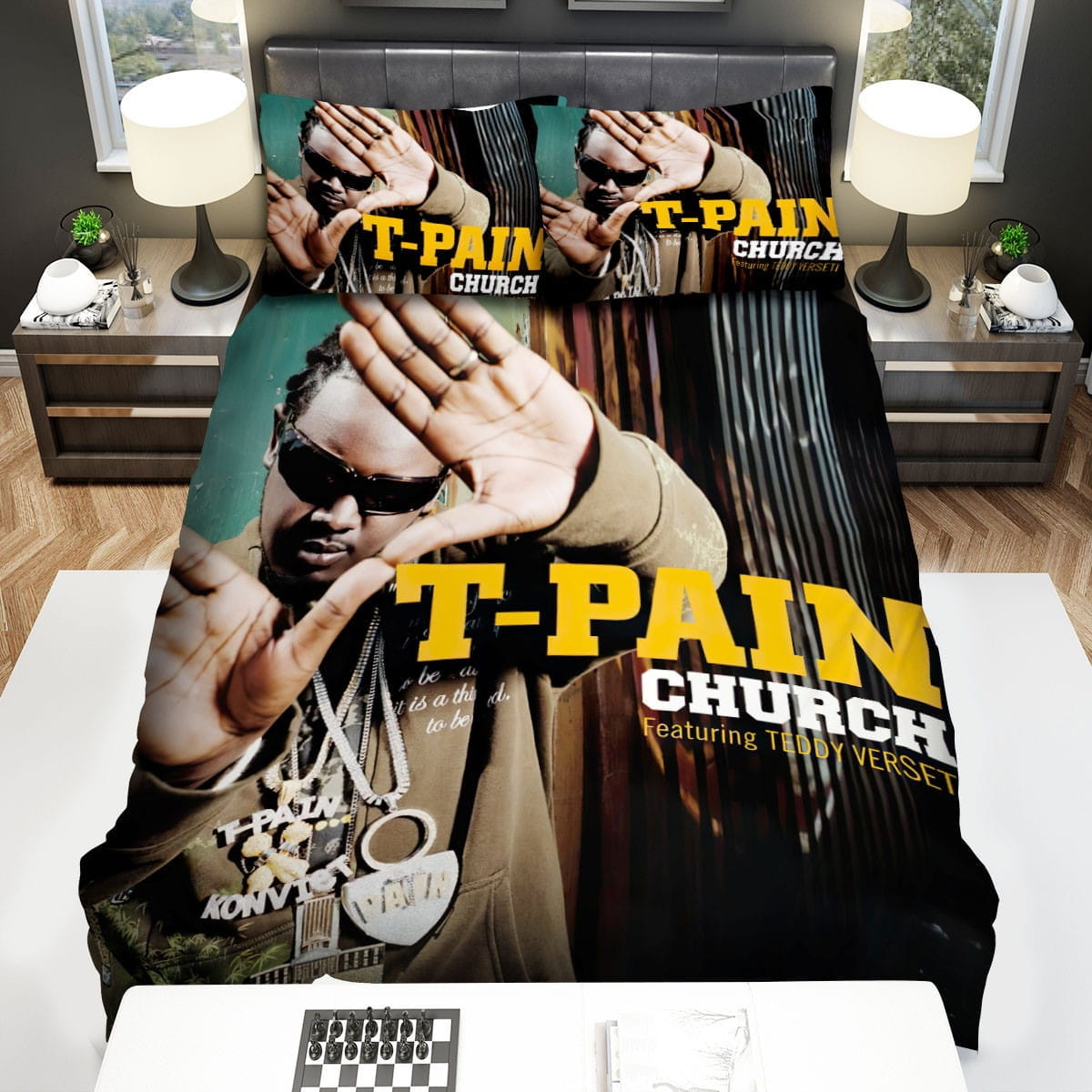 T-Pain Church Bedding Sets Duvet Cover Flatsheet Pillowcases Perfect Gift For Fans
