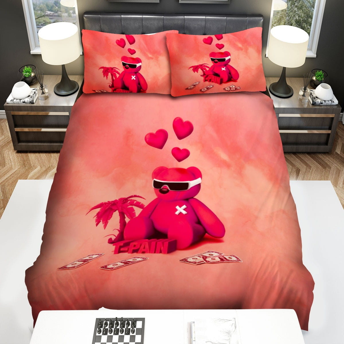 T-Pain Teddy Bear Decorative Bedding Sets with Duvet Cover Flatsheet Pillowcases