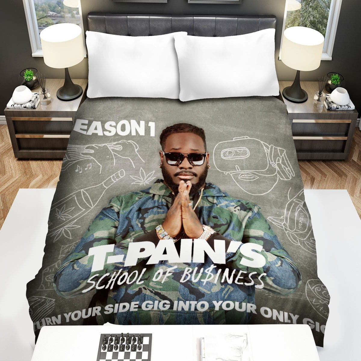 T-Pain Shool Of Business Bedding Sets Duvet Cover Flatsheet Gift For Wife Husband Besties