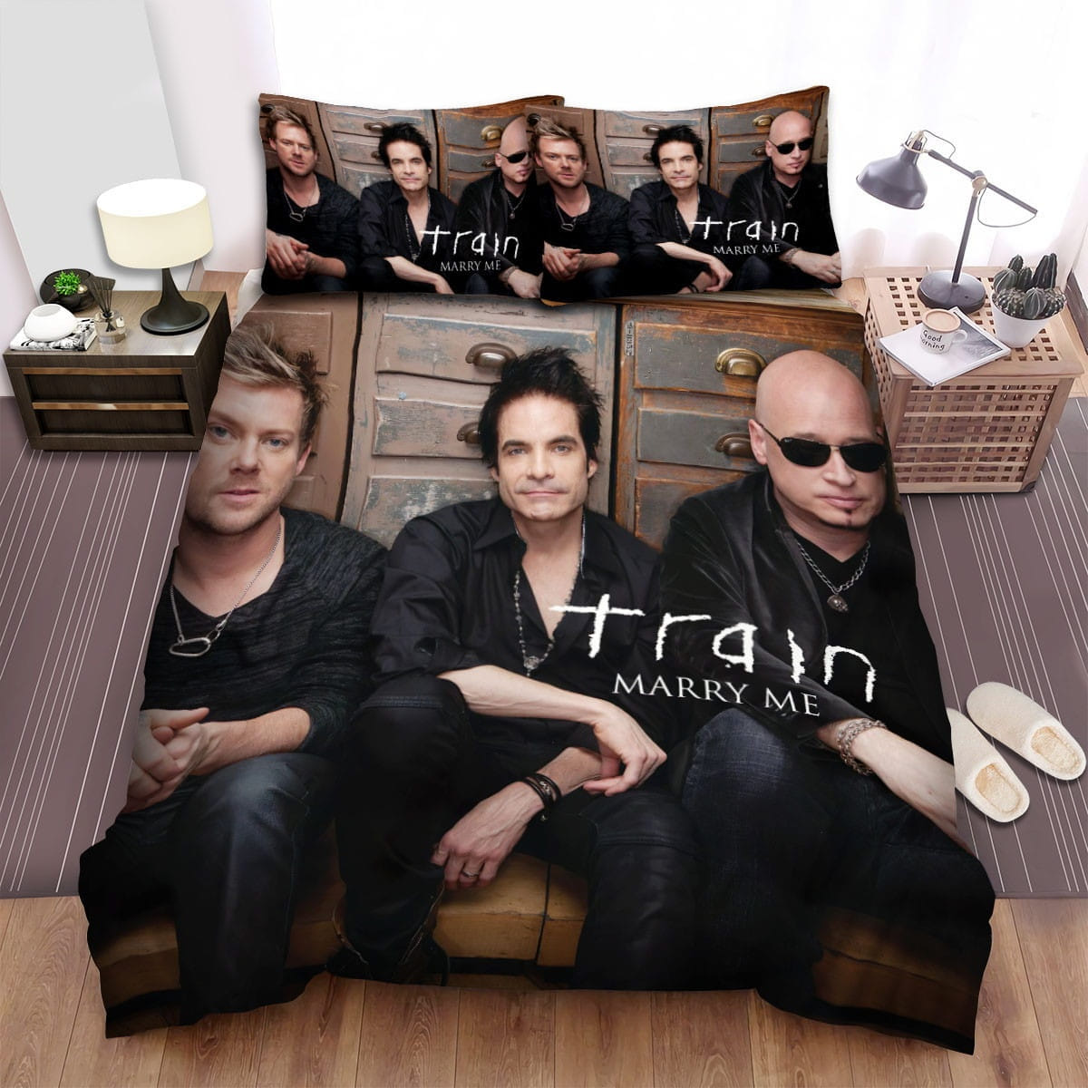 Train Band Marry Me Decorative Bedding Sets with Duvet Cover Flatsheet Pillowcases