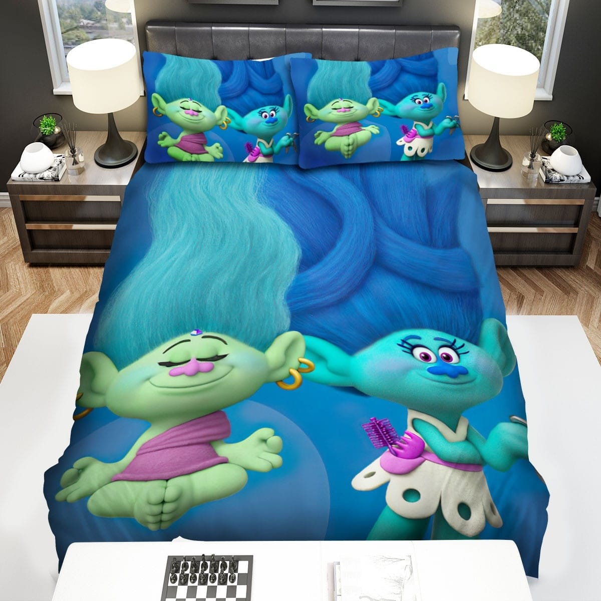 Trolls Character Meditating Bedding Set Duvet Cover Gift For Christmas Birthday Thanksgiving
