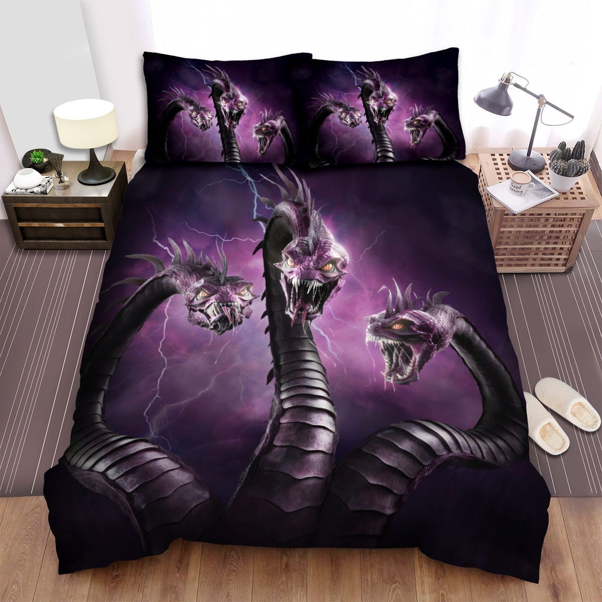 Triple Hydra In Purple Bedding Sets Duvet Cover Flatsheet Gift For Christmas Thanksgiving Halloween