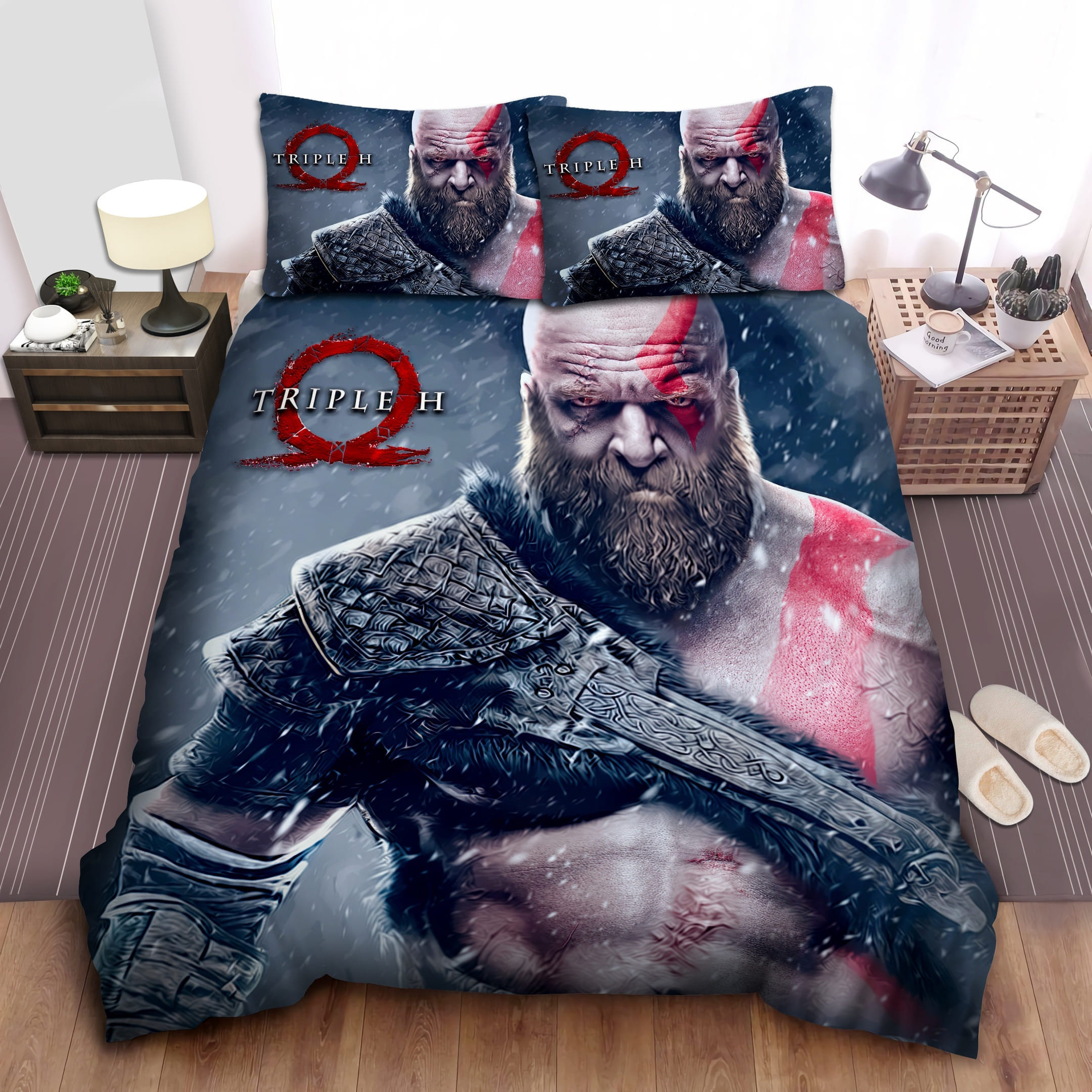 Triple H As Kratos Bedding Set Duvet Cover Gift For Christmas Birthday Thanksgiving